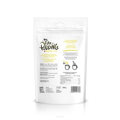 Bio Flax Pudding Z Siemienia Lnianego Banan i Jabłko 200 g Bio Flax Pudding Z Siemienia Lnianego Banan i Jabłko 200 g