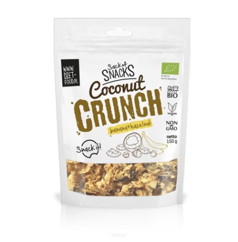 Bio Kokosowy Crunch z Bananem i Orzechami Laskowymi 150 g Bio Kokosowy Crunch z Bananem i Orzechami Laskowymi 150 g