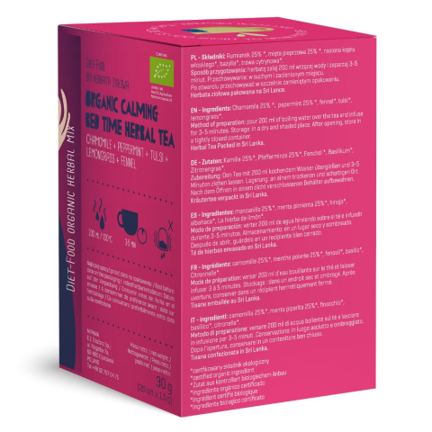 Bio Calming Bed Time Herbal Tea - herbata ziołowa z rumiankiem 20 torebek - 30 g Bio Calming Bed Time Herbal Tea - herbata ziołowa z rumiankiem 20 torebek - 30 g