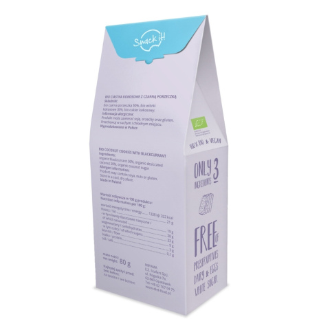 Bio Ciasteczka Kokosowe Czarna Porzeczka 80 g Bio Ciasteczka Kokosowe Czarna Porzeczka 80 g