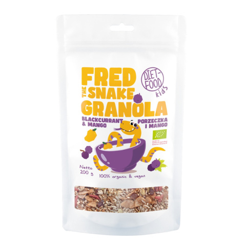 Bio Granola Fred The Snake - Mango i Czarna Porzeczka 200 g Bio Granola Fred The Snake - Mango i Czarna Porzeczka 200 g