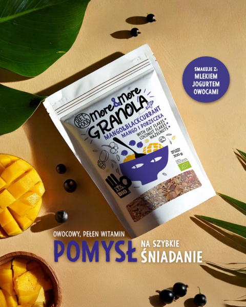 Bio Granola More&More - Mango i Czarna Porzeczka 300 g Bio Granola More&More - Mango i Czarna Porzeczka 300 g