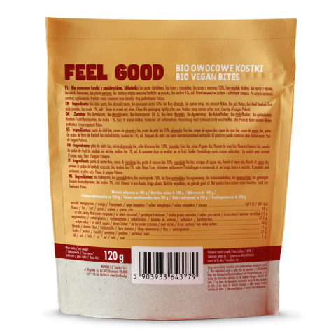 Bio Vegan Bites FEEL GOOD owocowe kostki - z prebiotykiem 120 g Bio Vegan Bites FEEL GOOD owocowe kostki - z prebiotykiem 120 g