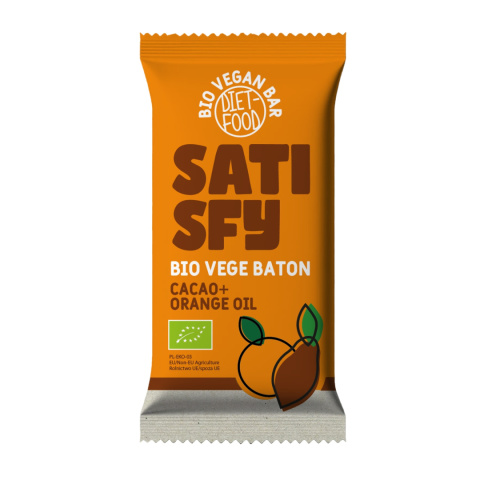 Bio Vegan Bar SATISFY - cacao with orange oil 35 g Bio Vegan Bar SATISFY - cacao with orange oil 35 g