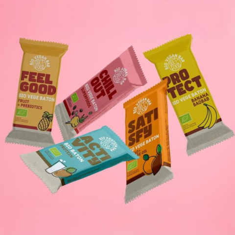 Bio Wegański Batonik FEEL GOOD - owocowy z prebiotykami 35 g Bio Wegański Batonik FEEL GOOD - owocowy z prebiotykami 35 g