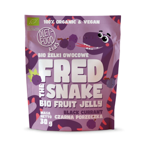 Bio Żelki Owocowe Fred The Snake - Czarna Porzeczka 30 g Bio Żelki Owocowe Fred The Snake - Czarna Porzeczka 30 g