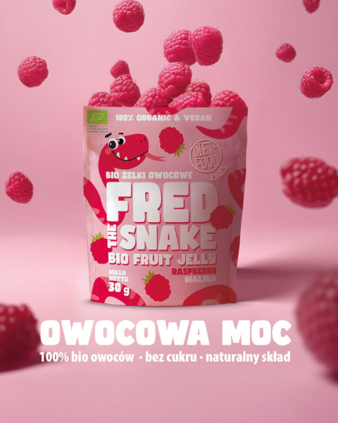 Bio Żelki Owocowe Fred The Snake - Malina 30 g Bio Żelki Owocowe Fred The Snake - Malina 30 g