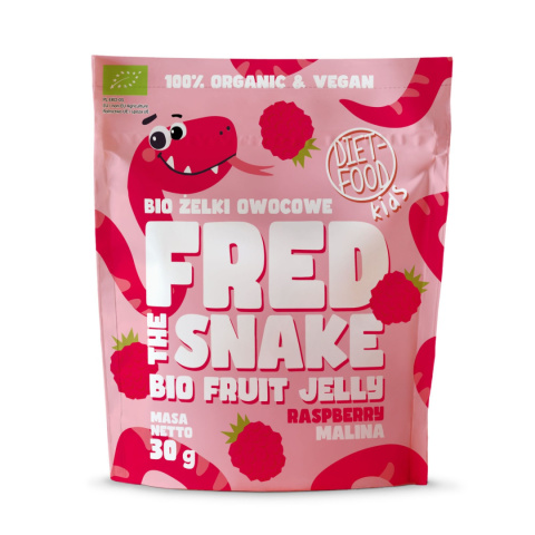 Bio Żelki Owocowe Fred The Snake - Malina 30 g Bio Żelki Owocowe Fred The Snake - Malina 30 g