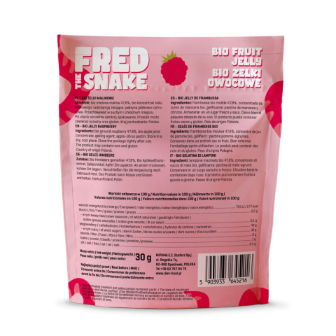Bio Żelki Owocowe Fred The Snake - Malina 30 g Bio Żelki Owocowe Fred The Snake - Malina 30 g