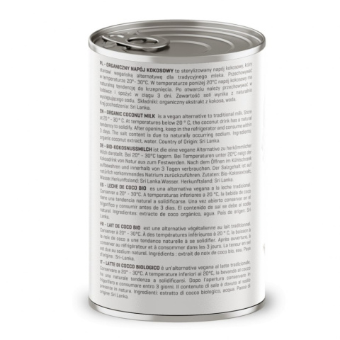 ZESTAW 6x Bio Mleczko kokosowe 17% - puszka 400 ml ZESTAW 6x Bio Mleczko kokosowe 17% - puszka 400 ml