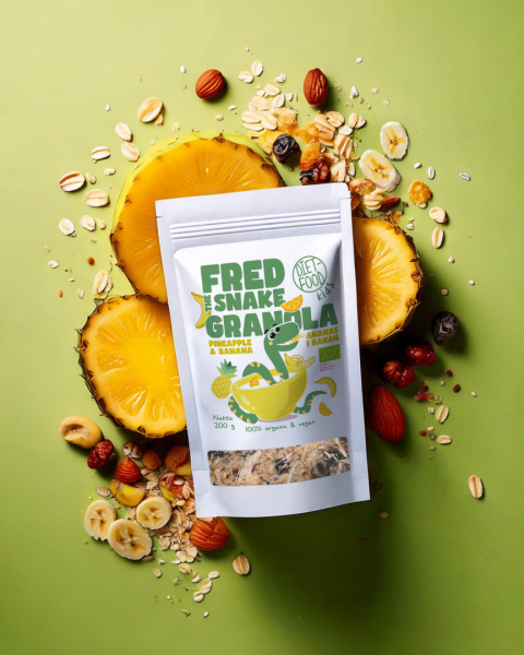 Bio Granola Fred The Snake - Pineapple and Banana 200 g Bio Granola Fred The Snake - Pineapple and Banana 200 g