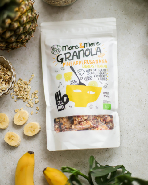 Bio Granola More&More - Ananas i Banan 300 g Bio Granola More&More - Ananas i Banan 300 g
