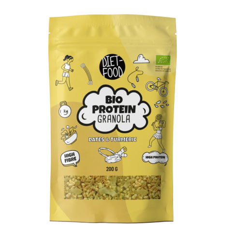 Bio Granola Proteinowa Daktyle z Kurkumą 200 g Bio Granola Proteinowa Daktyle z Kurkumą 200 g